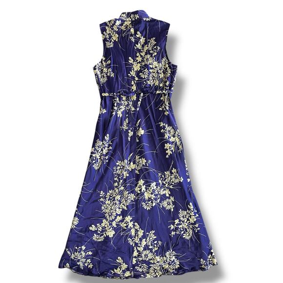 Jonathan Martin Studio 100% Silk Purple Gold Floral Embroidered Midi Dress Sz 8 - Picture 5 of 11